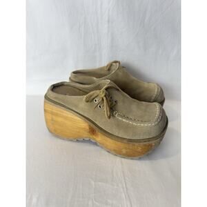 Vintage SODA Classic Y2K Suede Platform Shoes Wood Square Toe Size Approx 6.5